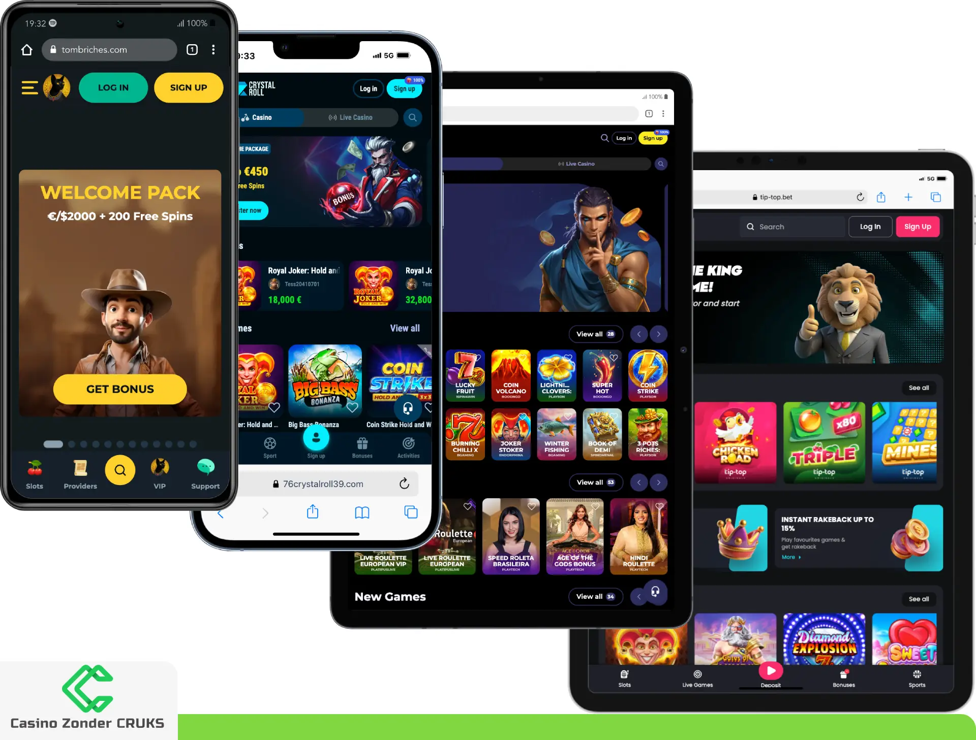 mobiele casinos zonder cruks registratie